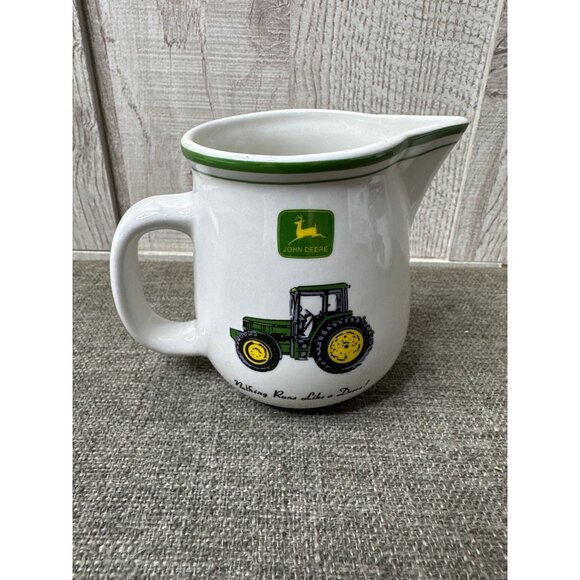 John Deere Ceramic Creamer & Sugar Set Vintage Gibson Farm Tractor Design - Picture 4 of 9